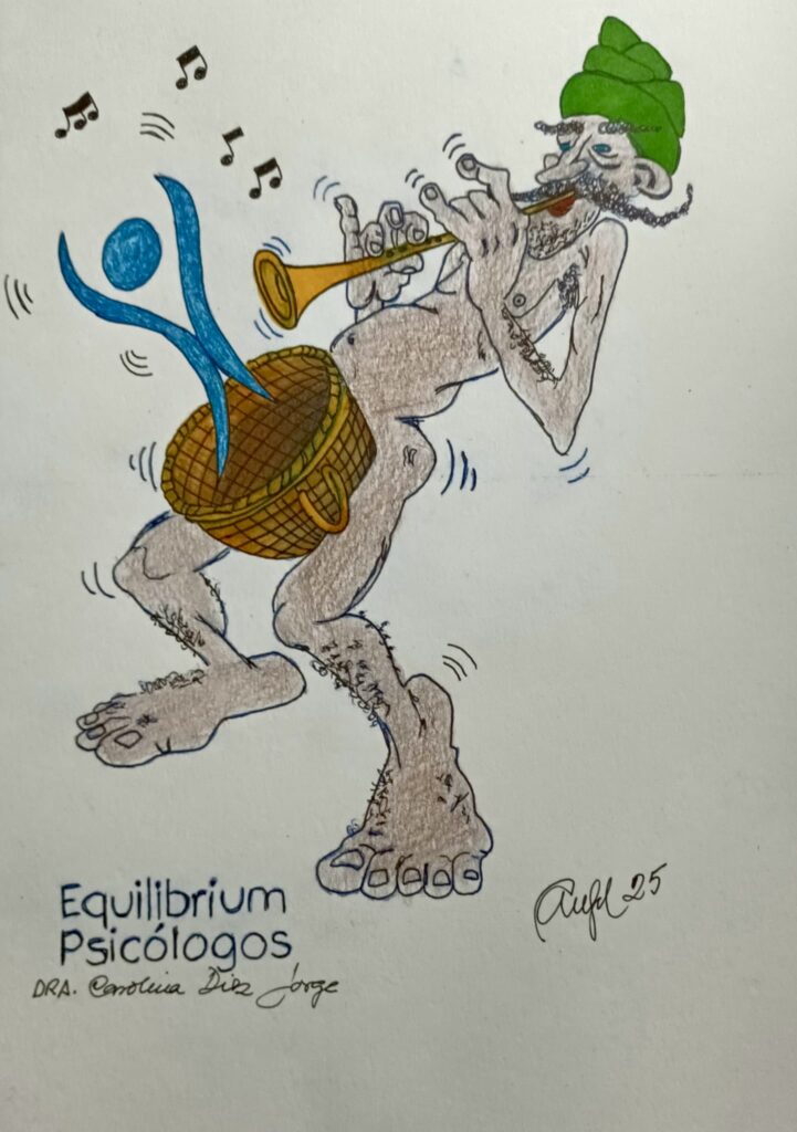 Dibujo de un Saladin tocando la flauta, simboliza solución a problemas de elección .